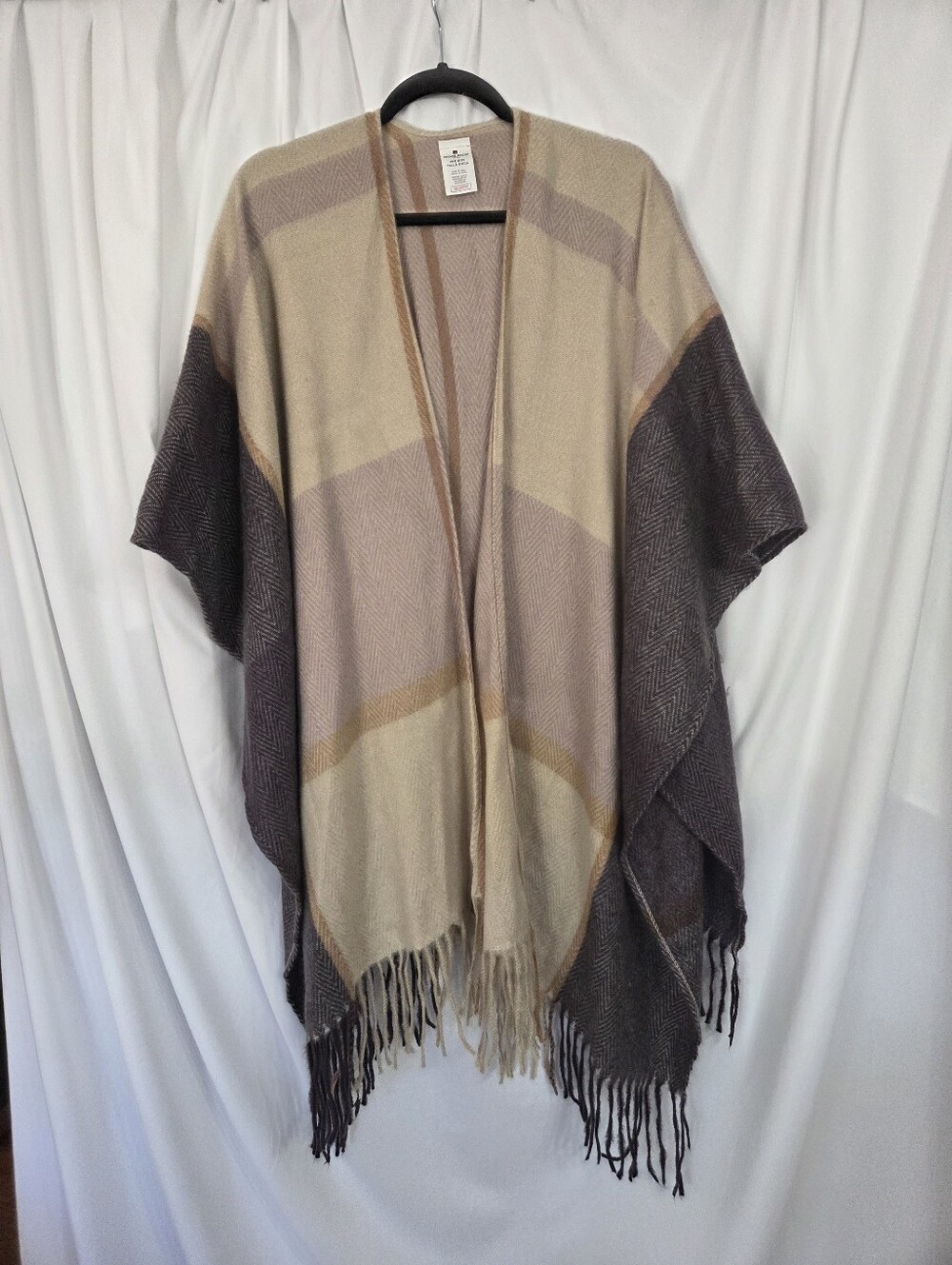Woolrich Multi Color Fringe Wrap Poncho. Size OS
